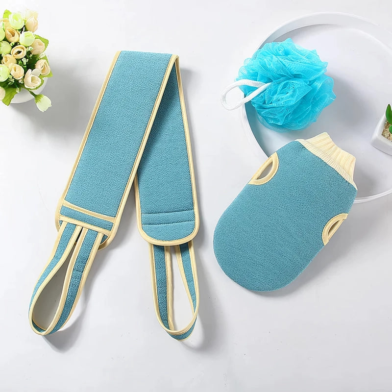 3-Piece Bath Set with Gloves, Back Strip and Bath Ball