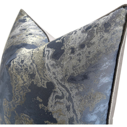 Chinese Ink Painting Cushion Pillow Blue Gray Jacquard Pillowcase - Wnkrs