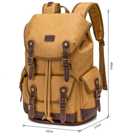 Mochila vintage de lona para exteriores, de gran capacidad, resistente al agua