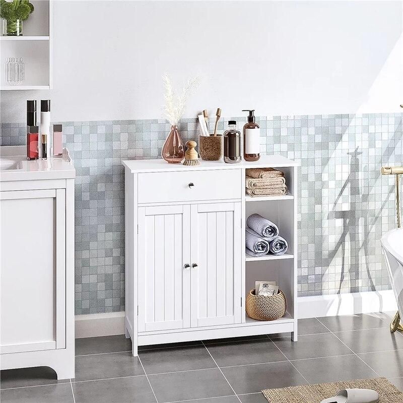 Modern White Large Storage Cabinet with Drawer for Versatile Use