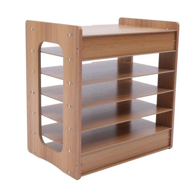 Wood Office Paper Organizer - 7Tier Widen Desktop File Holder
