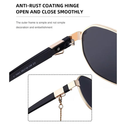 Lunettes de soleil octogonales vintage avec chaîne