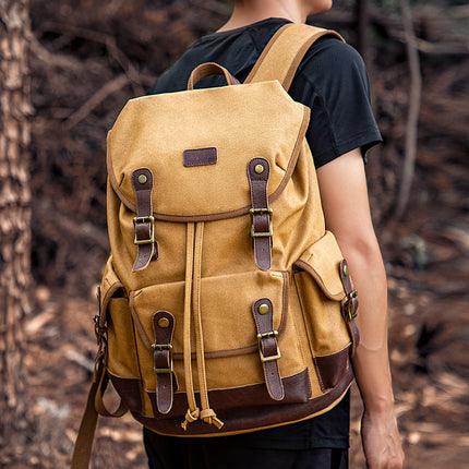 Mochila vintage de lona para exteriores, de gran capacidad, resistente al agua