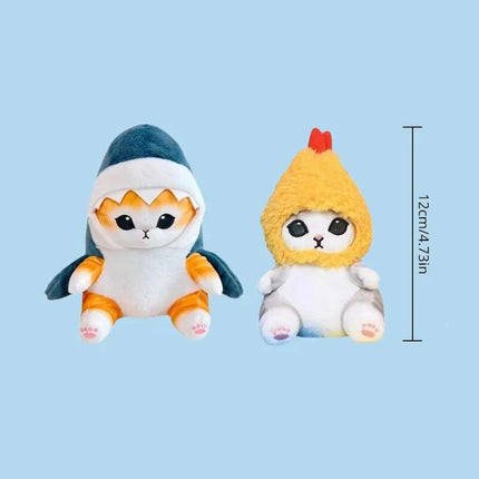 Porte-clés en peluche avec un adorable chat requin et crevette - Décoration adorable pour chambre et sac