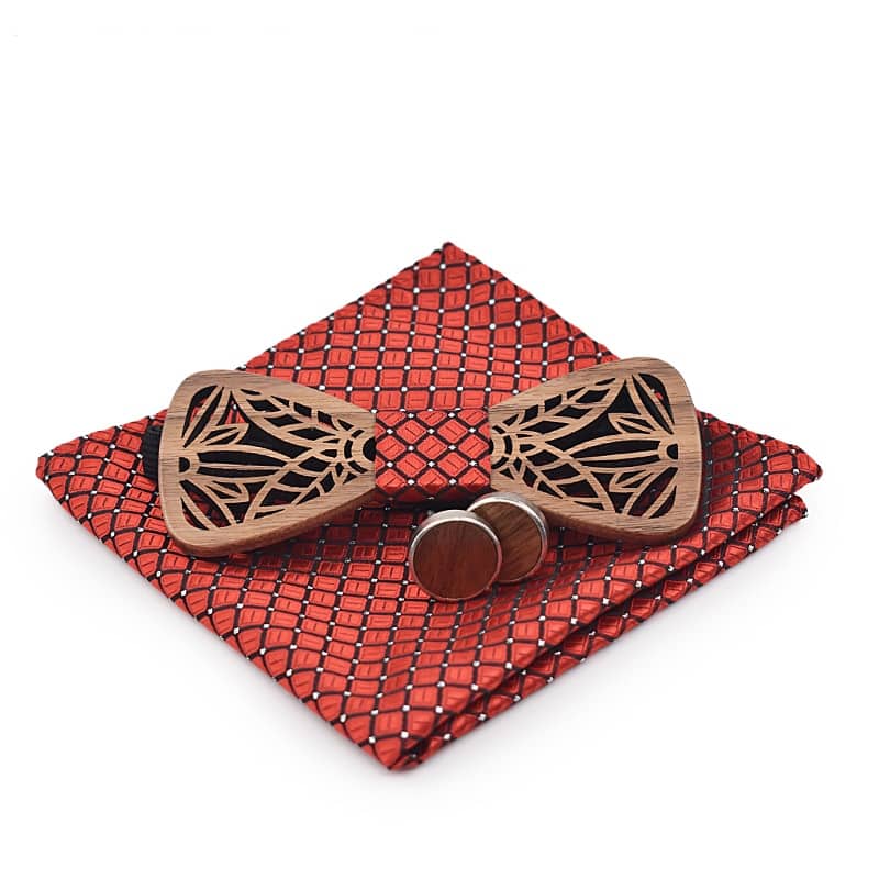 Wooden Bow Tie with Scarf Set