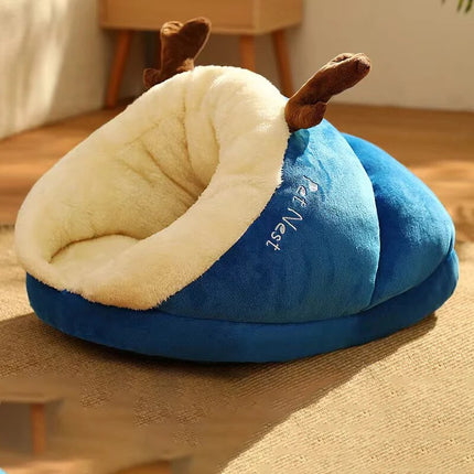 Cálida cama para perros pequeños: acogedora casa para mascotas con forma de pantuflas