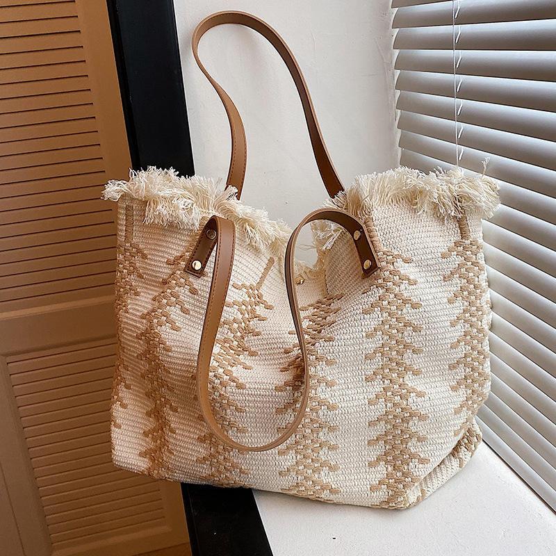 Fringe Tote Bag with Polyester Lining