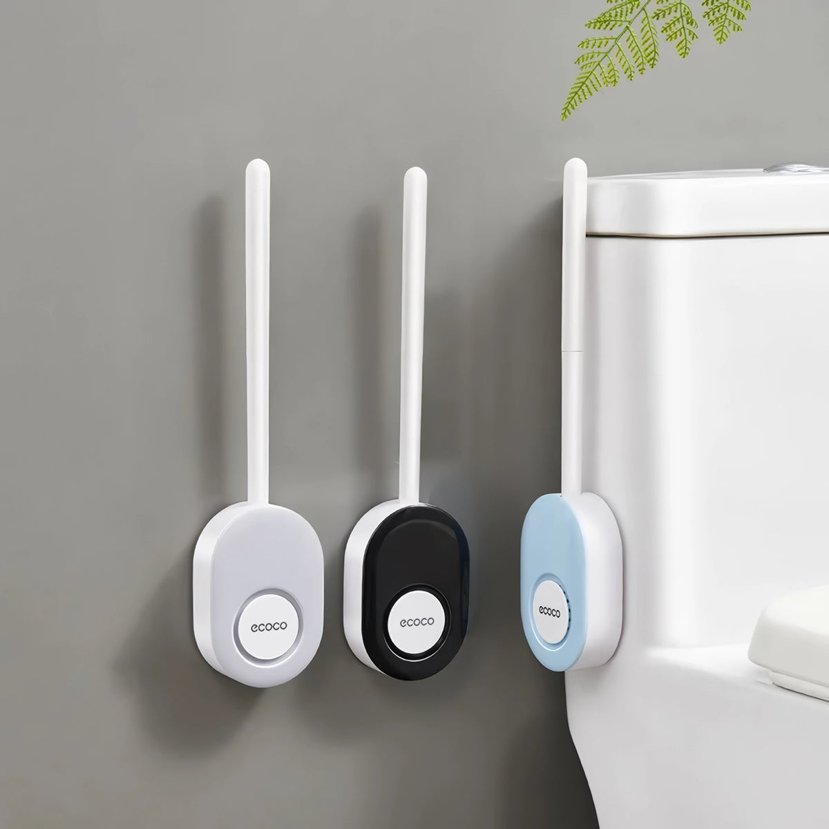Flexible Flat-Head Toilet Brush with Wall Holder