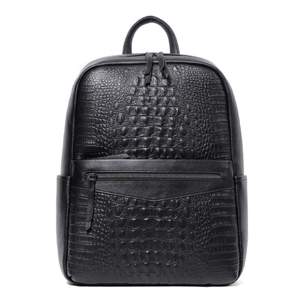Mochila de cuero dérmico para hombre, mochila de piel de vaca de primera capa, bolso de viaje informal