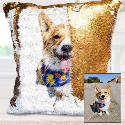 Sequins Throw Pillowcase with Custom Photo - Wnkrs