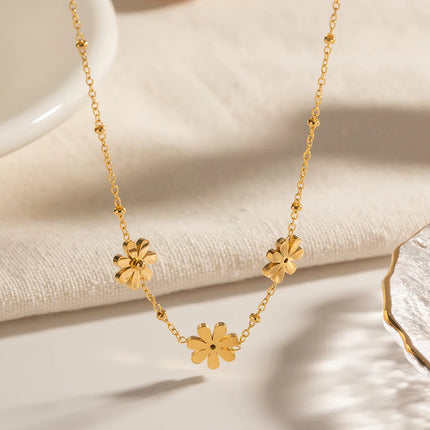 Collier Trio de Marguerites Dorées