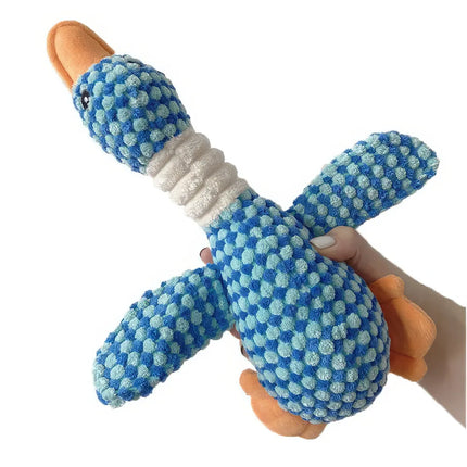 Lindo juguete de peluche con forma de pato que chirría para perros