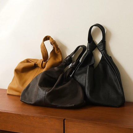 Sac à bandoulière en cuir véritable souple surdimensionné coréen pour femme