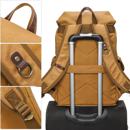 Mochila vintage de lona para exteriores, de gran capacidad, resistente al agua