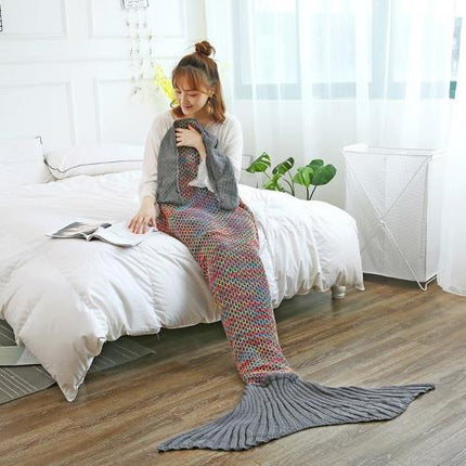 Color Grid Crochet Sofa Cover Blanket Air Conditioner - Wnkrs