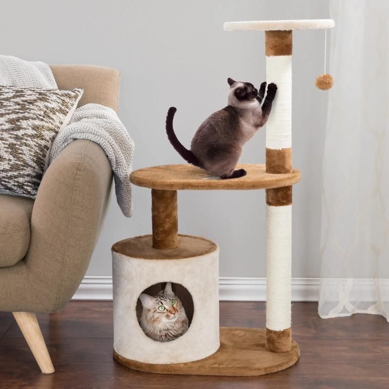 3-Tier Indoor Cat Tree with Condo, Scratching Posts & Perches