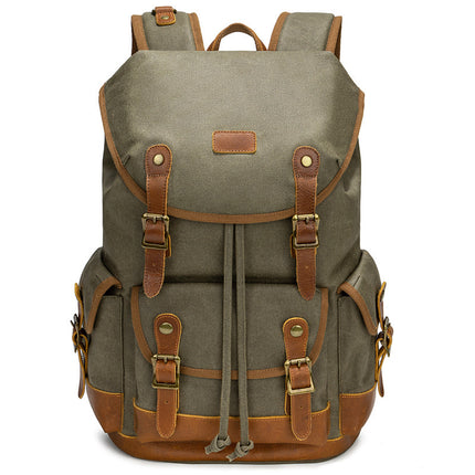 Mochila vintage de lona para exteriores, de gran capacidad, resistente al agua