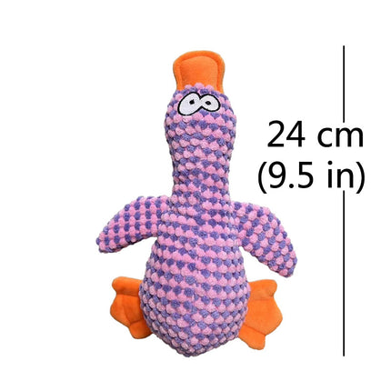 Lindo juguete de peluche con forma de pato que chirría para perros