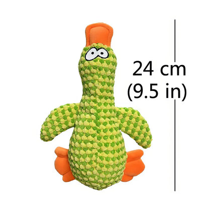 Lindo juguete de peluche con forma de pato que chirría para perros