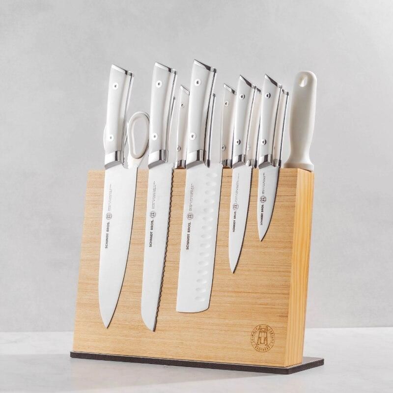 14-Piece Professional Forged Stainless Steel Knife Set with White Handles