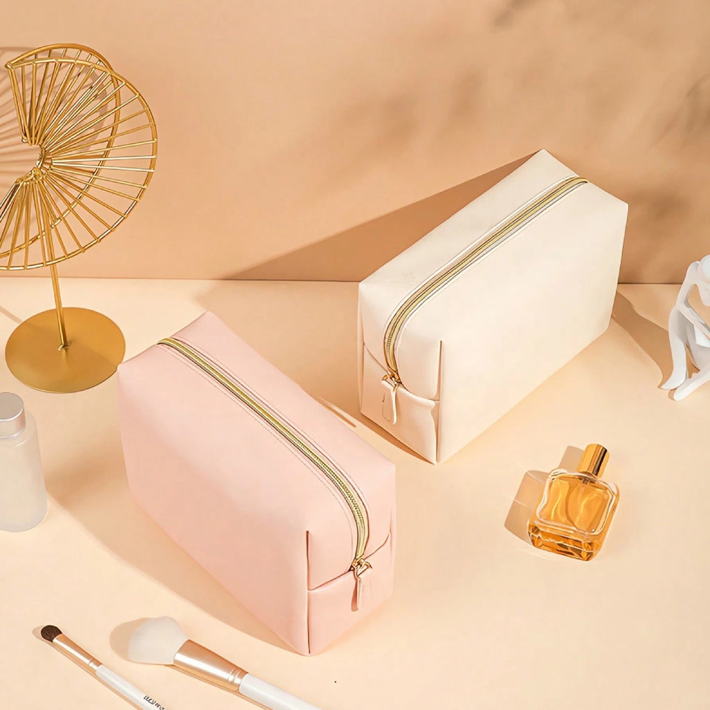 PU Leather Cosmetic Bag with Wide Opening