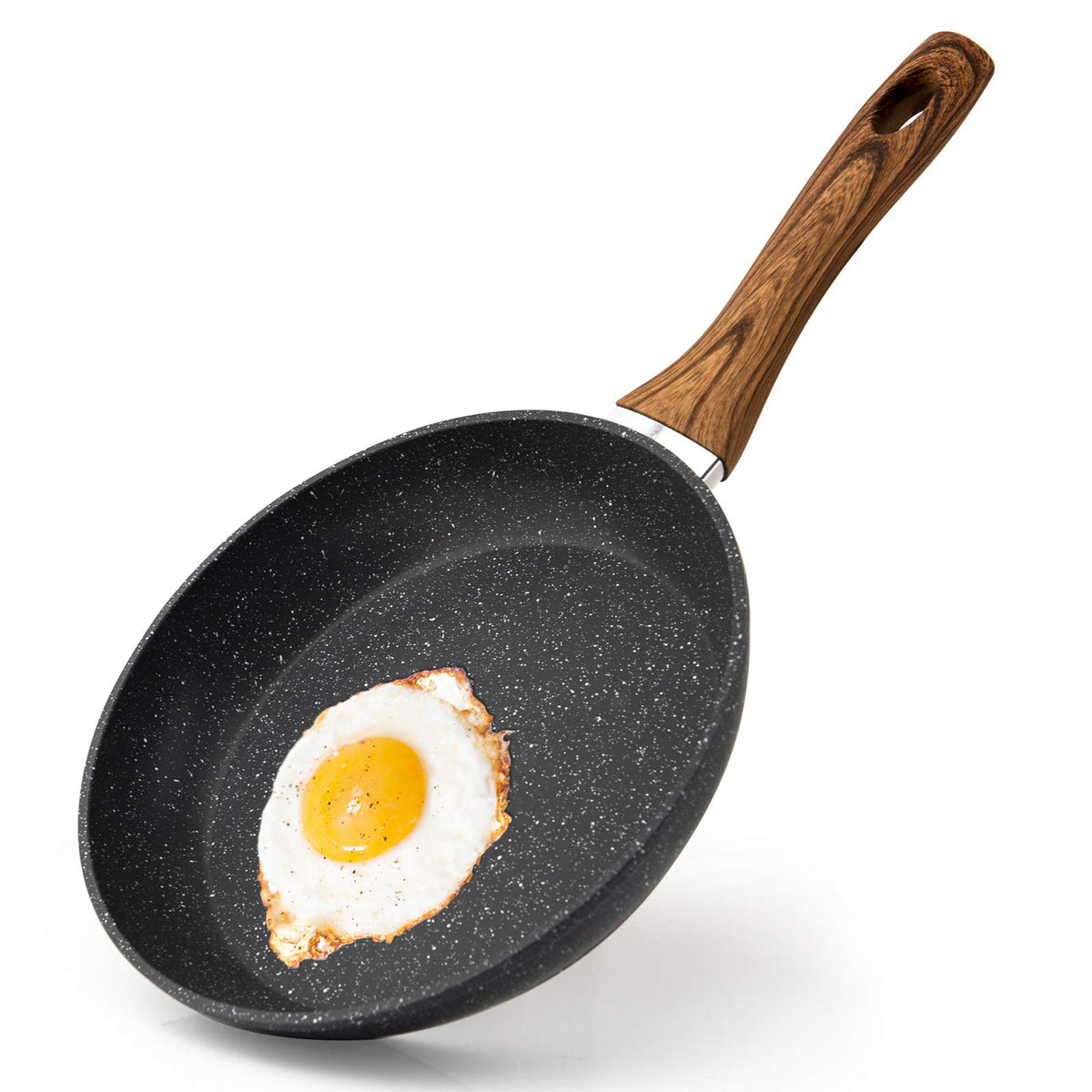 Egg Frying Pan Non Stick 20cm 8 Inch, Induction Wok For Steak Bacon Hot-Dog Burgers, Forged Aluminum Woks Nonstick Anti-Scratch Coating Anti-scalding Handle Design Bann