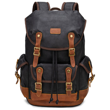 Mochila vintage de lona para exteriores, de gran capacidad, resistente al agua