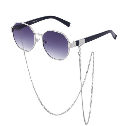 Lunettes de soleil octogonales vintage avec chaîne