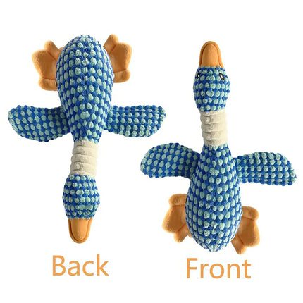 Lindo juguete de peluche con forma de pato que chirría para perros