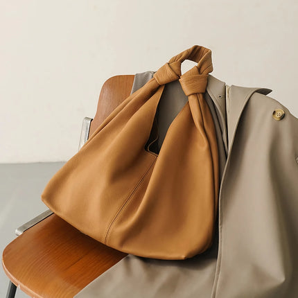 Sac à bandoulière en cuir véritable souple surdimensionné coréen pour femme