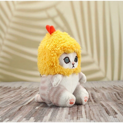 Porte-clés en peluche avec un adorable chat requin et crevette - Décoration adorable pour chambre et sac