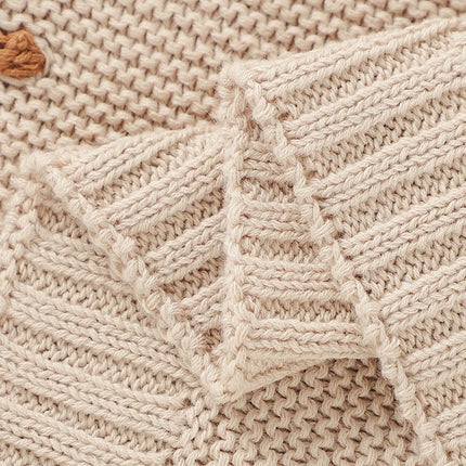 Couverture en tricot de coton doux pour bébé - Motif à pois unisexe pour poussette et berceau