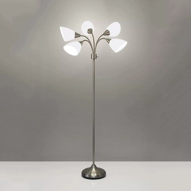 Flexible Five-Light Floor Lamp with Frosted Acrylic Shades