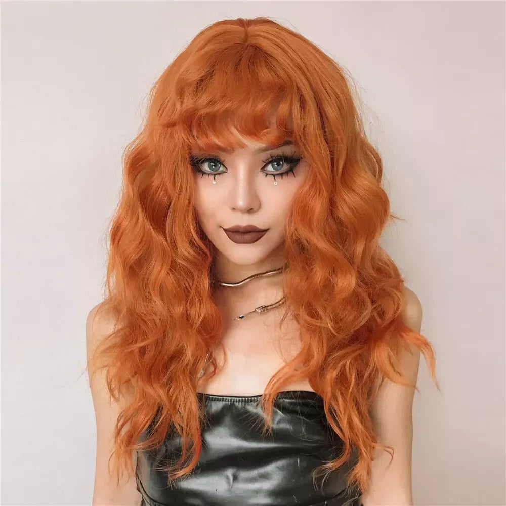 Long Red Wig with Bangs