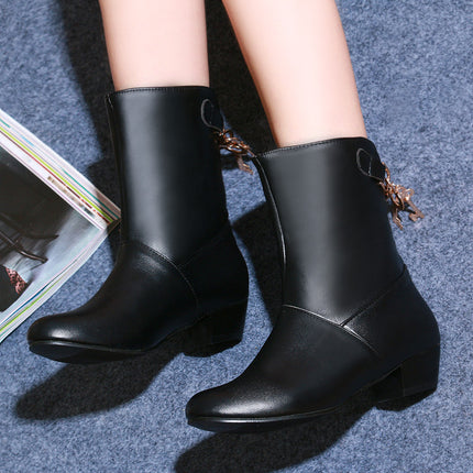 Bottines à talons bas en PU de qualité supérieure pour femmes