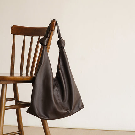 Sac à bandoulière en cuir véritable souple surdimensionné coréen pour femme