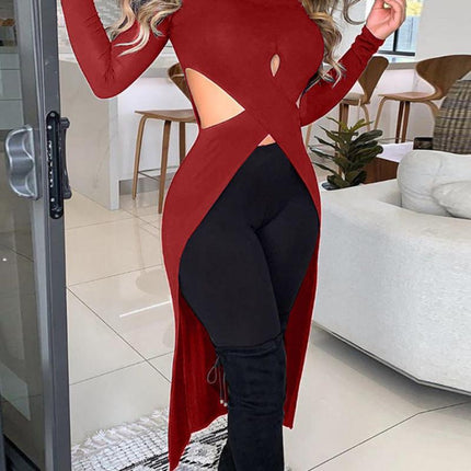 Women's Solid Color Long-Sleeved Blouse - Wnkrs