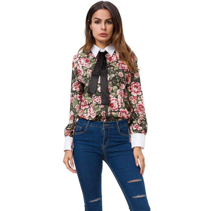 Women's Floral Printed Long Sleeve Blouse - Wnkrs