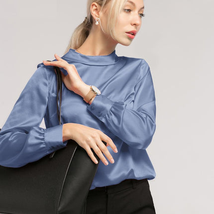 Women's Long Sleeved Stand Collar Blouse - Wnkrs