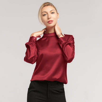 Women's Long Sleeved Stand Collar Blouse - Wnkrs