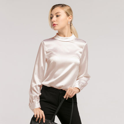 Women's Long Sleeved Stand Collar Blouse - Wnkrs