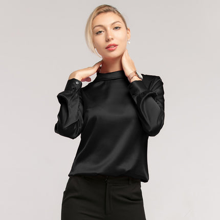 Women's Long Sleeved Stand Collar Blouse - Wnkrs