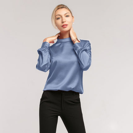 Women's Long Sleeved Stand Collar Blouse - Wnkrs