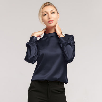 Women's Long Sleeved Stand Collar Blouse - Wnkrs