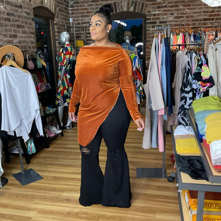 Velvet Long Sleeve Top for Women - Wnkrs