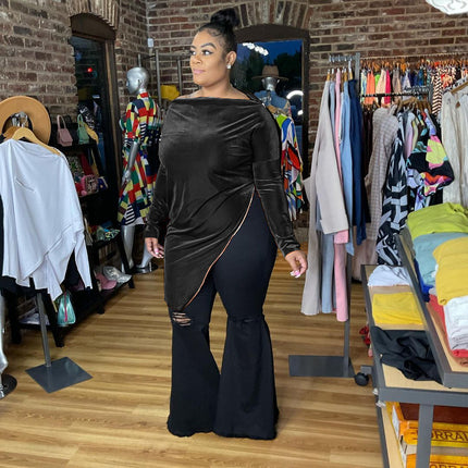 Velvet Long Sleeve Top for Women - Wnkrs