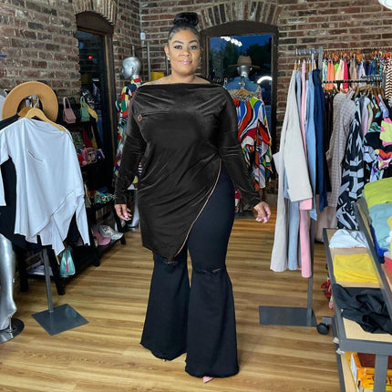 Velvet Long Sleeve Top for Women - Wnkrs