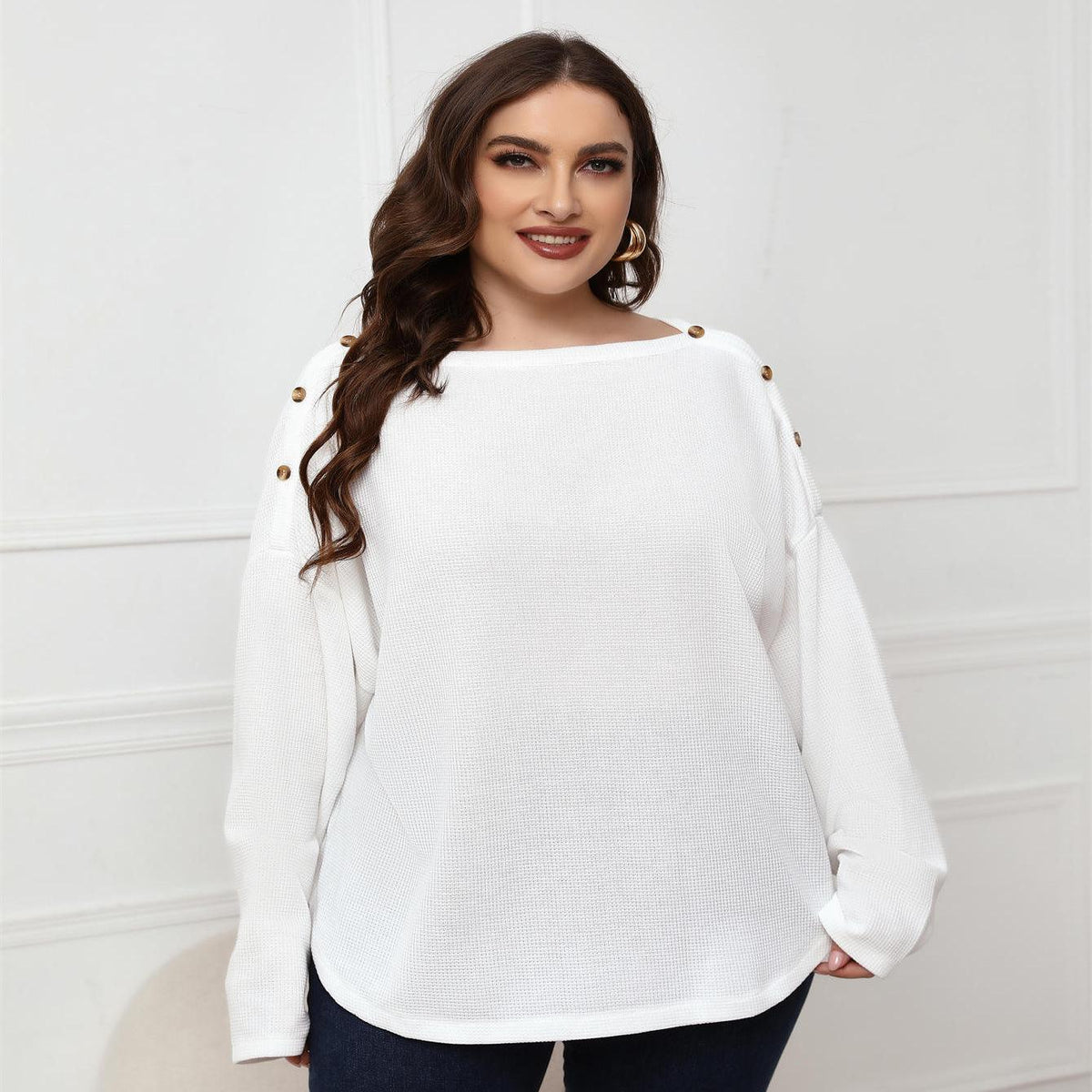 White Round Neck Slim Top
