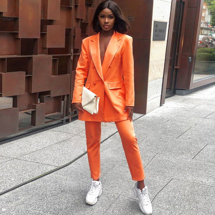 Slim Orange Long Blazer for Women - Wnkrs