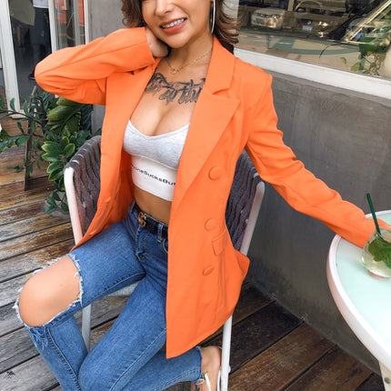 Slim Orange Long Blazer for Women - Wnkrs